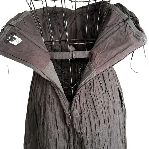 J.Crew Strapless Metallic Cotton Cocktail Dress Charcoal Gray Fit & Flare Sz 4 - Picture 5 of 10